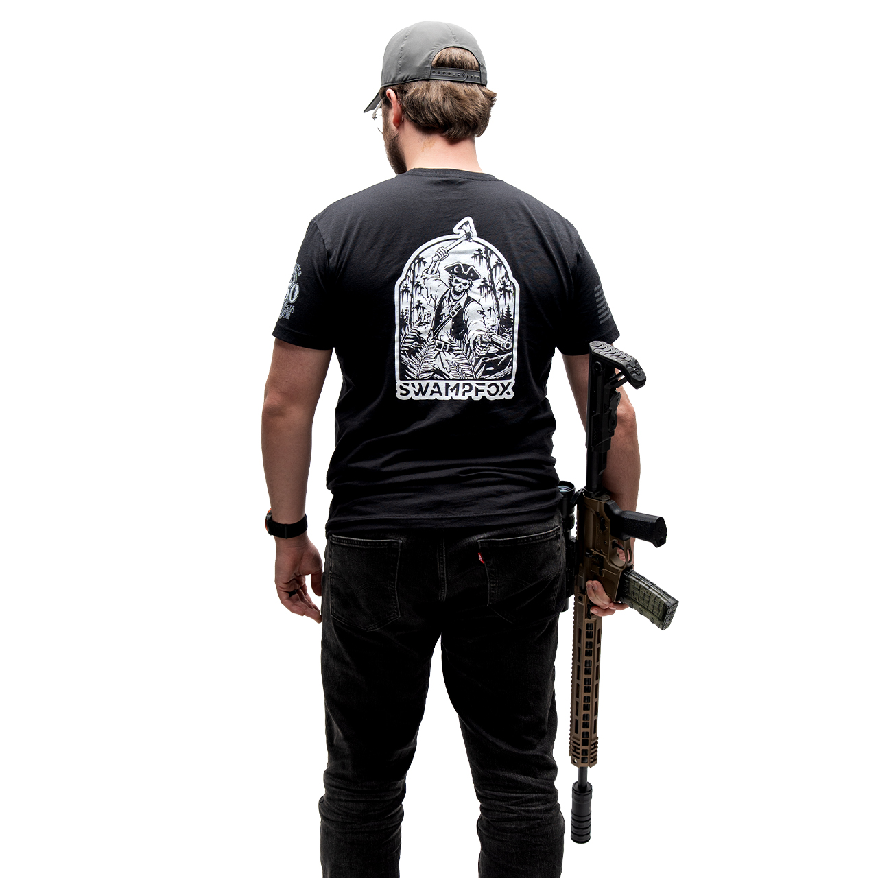 Revolutionary Warrior T-Shirt - model wearing Revolutionary War era design